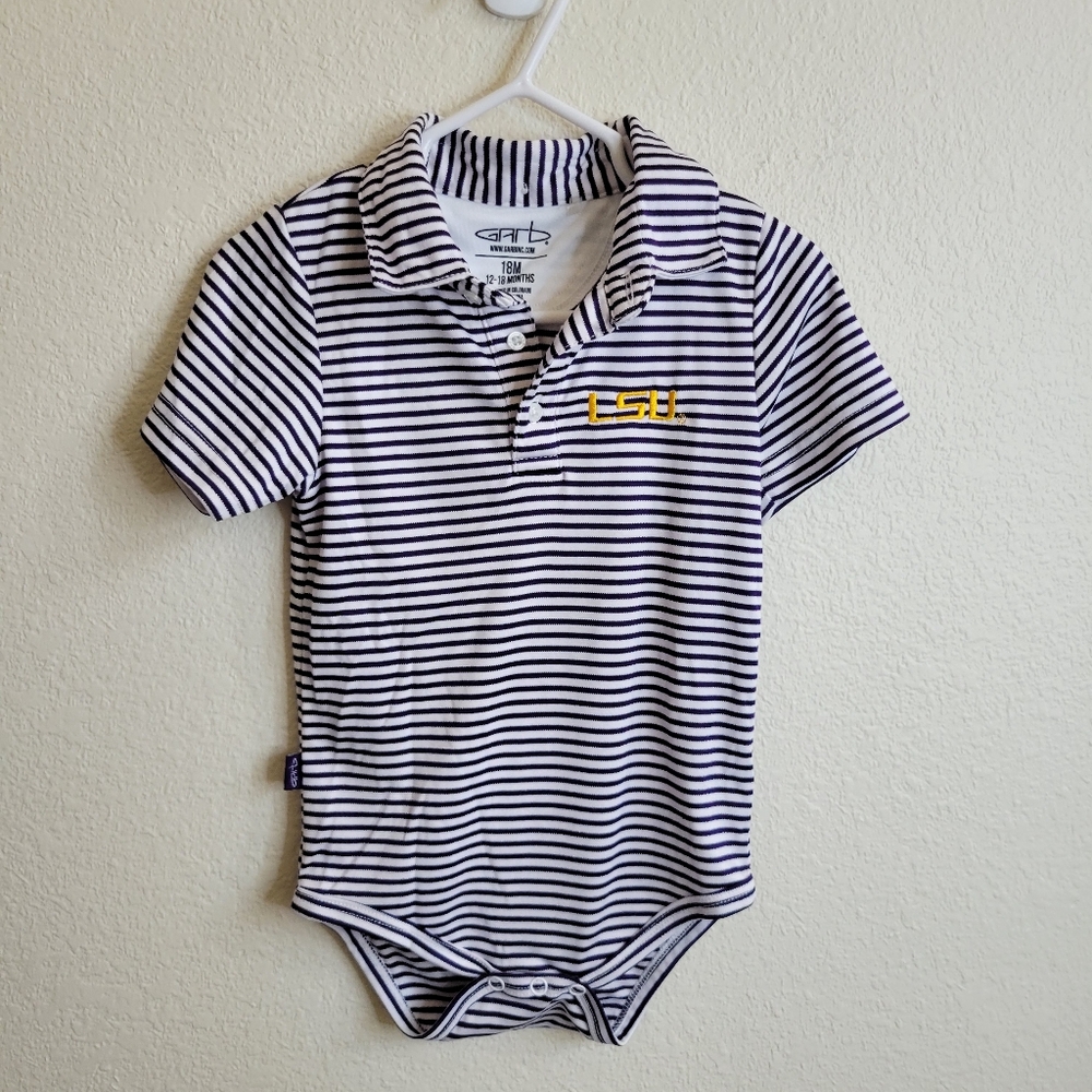 LSU Tigers Garb Infant Carson Striped Short Sleeve Bodysuit Purple/White 12-18mo